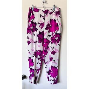 Oscar De La Renta Floral 100% Silk Pants Size 8